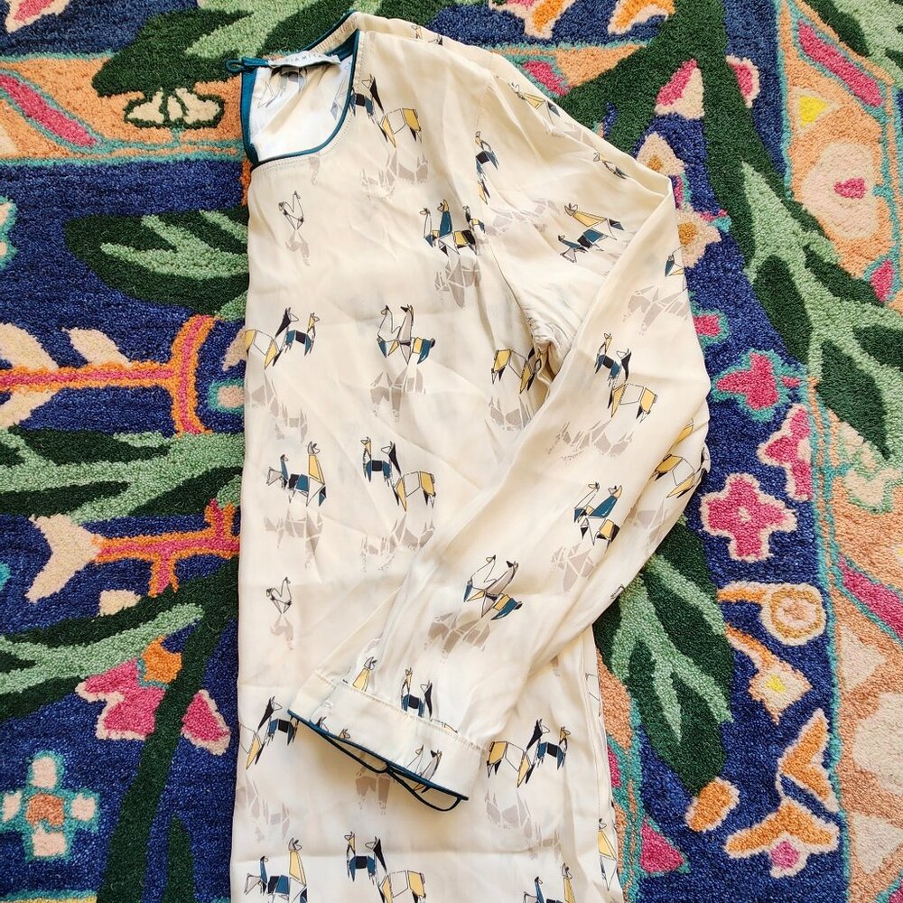 Piamita Annabelle Silk Llama Print Top / Juliet Blouse size S